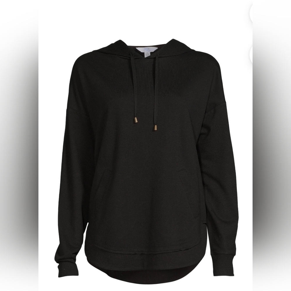 Time and Tru NEW Black Lightweight Hooded Pullover with Pockets - Size XL